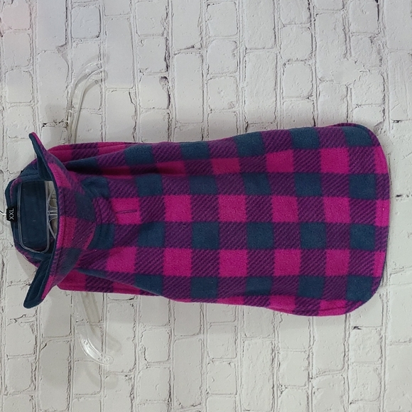 Petco Dog Coat Reversible Fleece Cozy Jacket Pink Berry Check Plaid L/XL Good2Go